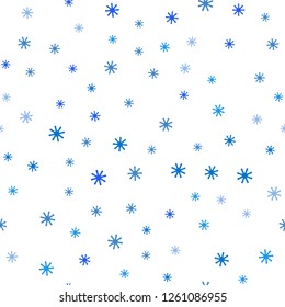 Light BLUE vector seamless texture with colored snowflakes. Glitter abstract illustration with crystals of ice. Design for wallpaper, fabric makers.