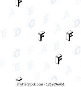 Light BLUE vector seamless texture with 3D ABC characters. Abstract illustration with colorful 3D latin alphabet. Design for wallpaper, fabric makers.
