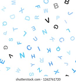 Light BLUE vector seamless texture with ABC characters. Shining colorful illustration with isolated letters. Design for wallpaper, fabric makers.