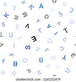 Light BLUE vector seamless texture with ABC characters. Blurred design in simple style with signs of alphabet. Template for business cards, websites.
