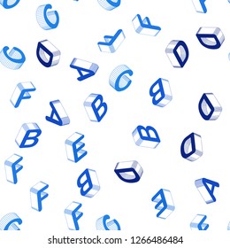 Light BLUE vector seamless texture with 3D ABC characters. Colorful gradient design in 3D style with signs of alphabet. Texture for window blinds, curtains.