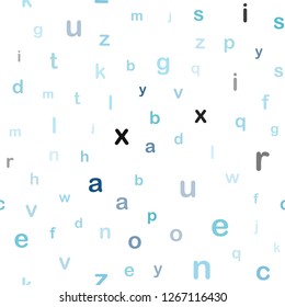 Light BLUE vector seamless texture with ABC characters. Shining colorful illustration with isolated letters. Template for business cards, websites.