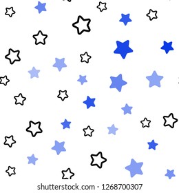 Light BLUE vector seamless texture with beautiful stars. Decorative shining illustration with stars on abstract template. Texture for window blinds, curtains.
