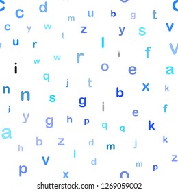 Light BLUE vector seamless texture with ABC characters. Shining illustration with ABC symbols on abstract template. Design for textile, fabric, wallpapers.