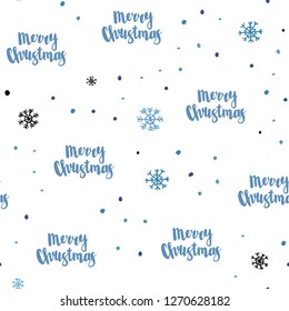 Light BLUE vector seamless texture with colored snowflakes. Glitter abstract illustration with crystals of ice. Pattern for design of fabric, wallpapers.