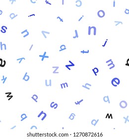 Light BLUE vector seamless texture with ABC characters. Colored alphabet signs with gradient on white background. Pattern for design of fabric, wallpapers.