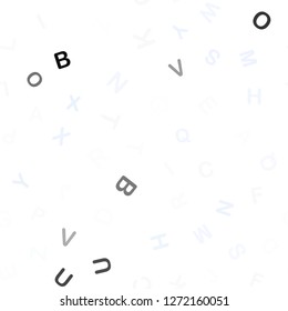 Light BLUE vector seamless texture with ABC characters. Abstract illustration with colored latin alphabet. Pattern for trendy fabric, wallpapers.