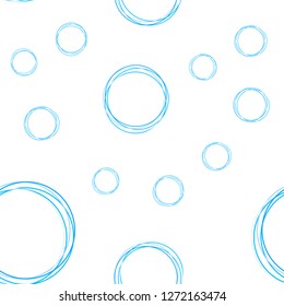 Light BLUE vector seamless texture with disks. Blurred decorative design in abstract style with bubbles. Template for business cards, websites.