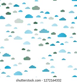 Light BLUE vector seamless texture with cloudy sky. Illustration with abstract gradient clouds. Trendy design for wallpaper, fabric makers.
