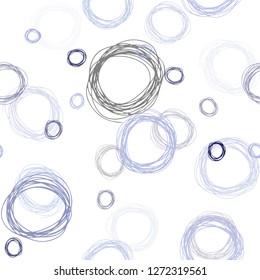 Light BLUE vector seamless texture with disks. Glitter abstract illustration with blurred drops of rain. Template for business cards, websites.