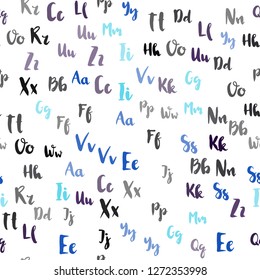 Light BLUE vector seamless texture with ABC characters. Abstract illustration with colored latin alphabet. Design for textile, fabric, wallpapers.
