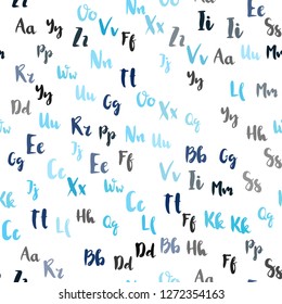 Light BLUE vector seamless texture with ABC characters. Shining illustration with ABC symbols on abstract template. Template for business cards, websites.