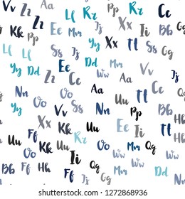 Light BLUE vector seamless texture with ABC characters. Shining colorful illustration with isolated letters. Texture for window blinds, curtains.