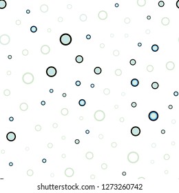 Light BLUE vector seamless texture with disks. Illustration with set of shining colorful abstract circles. Design for textile, fabric, wallpapers.