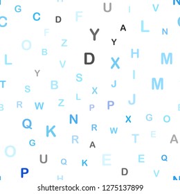 Light BLUE vector seamless texture with ABC characters. Abstract illustration with colored latin alphabet. Pattern for trendy fabric, wallpapers.