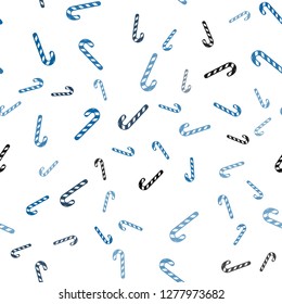 Light BLUE vector seamless texture with xmas sweets, candies.