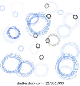 Light BLUE vector seamless texture with disks. Glitter abstract illustration with blurred drops of rain. Pattern for trendy fabric, wallpapers.
