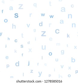 Light BLUE vector seamless texture with ABC characters. Blurred design in simple style with signs of alphabet. Template for business cards, websites.