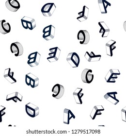 Light BLUE vector seamless texture with 3D ABC characters. Colorful gradient design in 3D style with signs of alphabet. Pattern for trendy fabric, wallpapers.