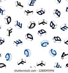 Light BLUE vector seamless texture with 3D ABC characters. Shining colorful 3D illustration with isolated letters. Design for wallpaper, fabric makers.