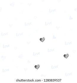 Light BLUE vector seamless texture with words LOVE YOU, hearts. Colorful illustration with quote LOVE YOU, hearts. Design for wallpaper, fabric makers.