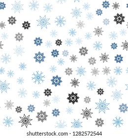 Light BLUE vector seamless texture with colored snowflakes. Decorative shining illustration with snow on abstract template. Pattern for trendy fabric, wallpapers.