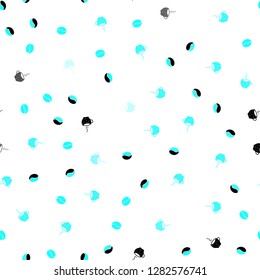 Light BLUE vector seamless texture with coffee beans, mugs. Decorative gradient design of coffee cups and beans. Pattern for ads of breakfast, lunch, dinner.