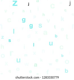 Light BLUE vector seamless texture with ABC characters. Shining illustration with ABC symbols on abstract template. Texture for window blinds, curtains.