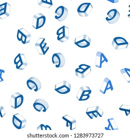 Light BLUE vector seamless texture with 3D ABC characters. Abstract illustration with 3D ABC symbols. Pattern for trendy fabric, wallpapers.