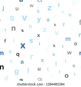 Light BLUE vector seamless texture with ABC characters. Abstract illustration with colored latin alphabet. Pattern for design of fabric, wallpapers.