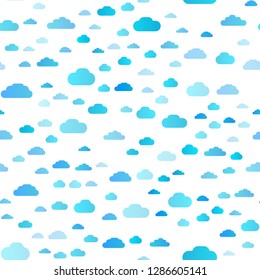 Light BLUE vector seamless texture with cloudy sky. Illustration with abstract gradient clouds. Pattern for trendy fabric, wallpapers.