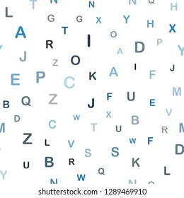 Light BLUE vector seamless texture with ABC characters. Shining colorful illustration with isolated letters. Pattern for trendy fabric, wallpapers.