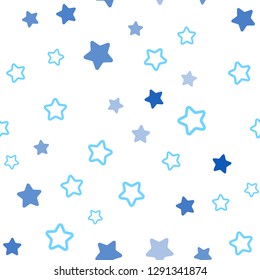 Light BLUE vector seamless texture with beautiful stars. Decorative shining illustration with stars on abstract template. Texture for window blinds, curtains.