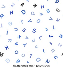 Light BLUE vector seamless texture with ABC characters. Shining colorful illustration with isolated letters. Pattern for trendy fabric, wallpapers.