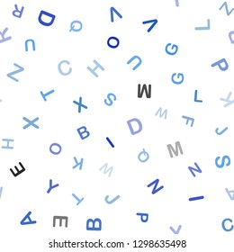 Light BLUE vector seamless texture with ABC characters. Abstract illustration with colored latin alphabet. Pattern for design of fabric, wallpapers.