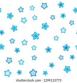 Light BLUE vector seamless texture with beautiful stars. Stars on blurred abstract background with gradient. Design for wallpaper, fabric makers.