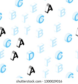 Light BLUE vector seamless texture with 3D ABC characters. Abstract illustration with 3D ABC symbols. Pattern for design of fabric, wallpapers.