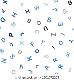 Light BLUE vector seamless texture with ABC characters. Abstract illustration with colored latin alphabet. Design for textile, fabric, wallpapers.