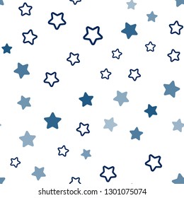 Light BLUE vector seamless texture with beautiful stars. Stars on blurred abstract background with gradient. Pattern for trendy fabric, wallpapers.