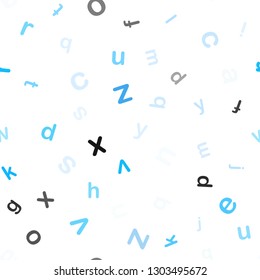 Light BLUE vector seamless texture with ABC characters. Shining colorful illustration with isolated letters. Design for wallpaper, fabric makers.