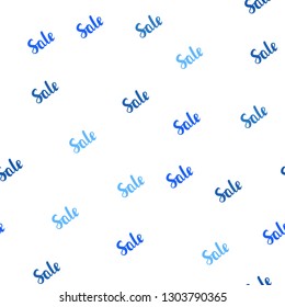 Light BLUE vector seamless texture with selling simbols. Gradient illustration with discount signs on white backdrop. Backdrop for ads, leaflets of Black Friday.