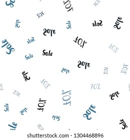 Light BLUE vector seamless texture with selling prices 70 %. Abstract illustration with colorful gradient symbols of sales. Template for season sales, shopping ads.