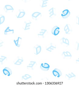 Light BLUE vector seamless texture with 3D ABC characters. Abstract illustration with colorful 3D latin alphabet. Design for wallpaper, fabric makers.
