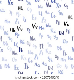 Light BLUE vector seamless texture with ABC characters. Shining colorful illustration with isolated letters. Pattern for design of fabric, wallpapers.
