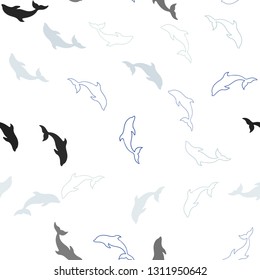 Light BLUE vector seamless texture with dolphins. Natural illustration with sea dolphins. Pattern for marine leaflets.