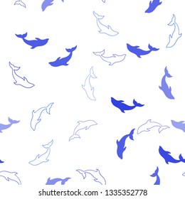 Light BLUE vector seamless texture with dolphins. Natural illustration with sea dolphins. Pattern for websites of animals.