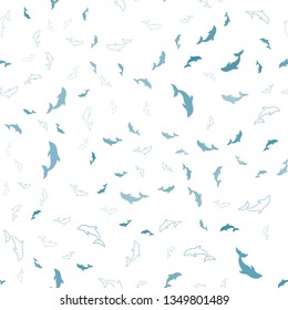 Light BLUE vector seamless texture with dolphins. Natural illustration with sea dolphins. Pattern for websites of animals.
