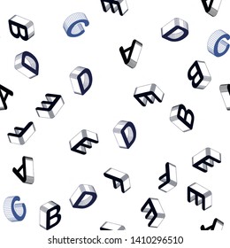 Light BLUE vector seamless texture with 3D ABC characters. Colorful 3D alphabet signs with gradient on white background. Design for textile, fabric, wallpapers.
