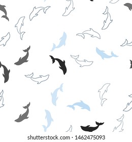 Light BLUE vector seamless texture with dolphins. Shining illustration of colorful gradient sea dolphins. Pattern for marine leaflets.