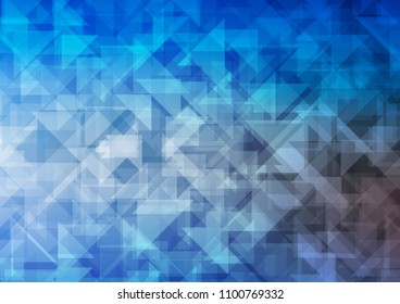Light BLUE vector shining hexagonal shining triangular. A sample with polygonal shapes. The best triangular design for your business.